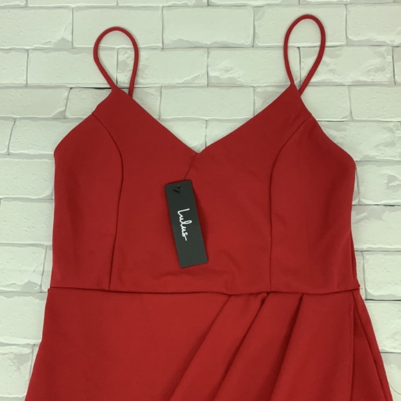 Lulus V neck Tank Style Layered Dress Mini Size Medium New NWT Brick red - Picture 2 of 12